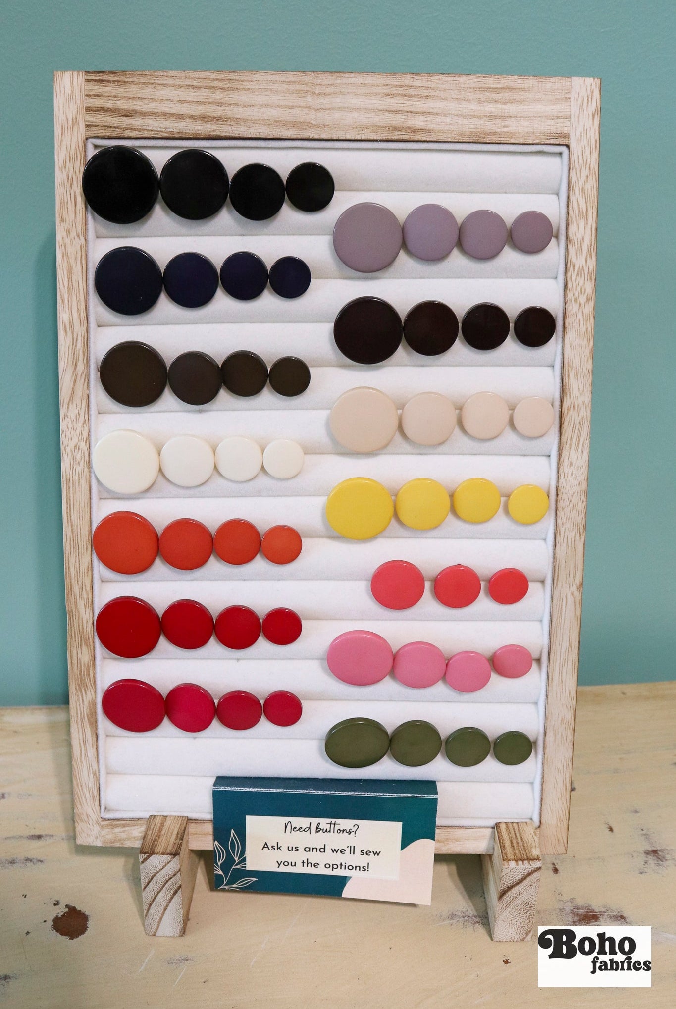 Red, Mod Gambit, Shank Button. Available in 15mm, 18mm, 20mm, 25mm - Boho Fabrics - Buttons & Snaps