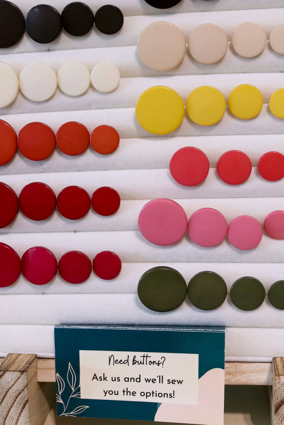 Red, Mod Gambit, Shank Button. Available in 15mm, 18mm, 20mm, 25mm - Boho Fabrics - Buttons & Snaps