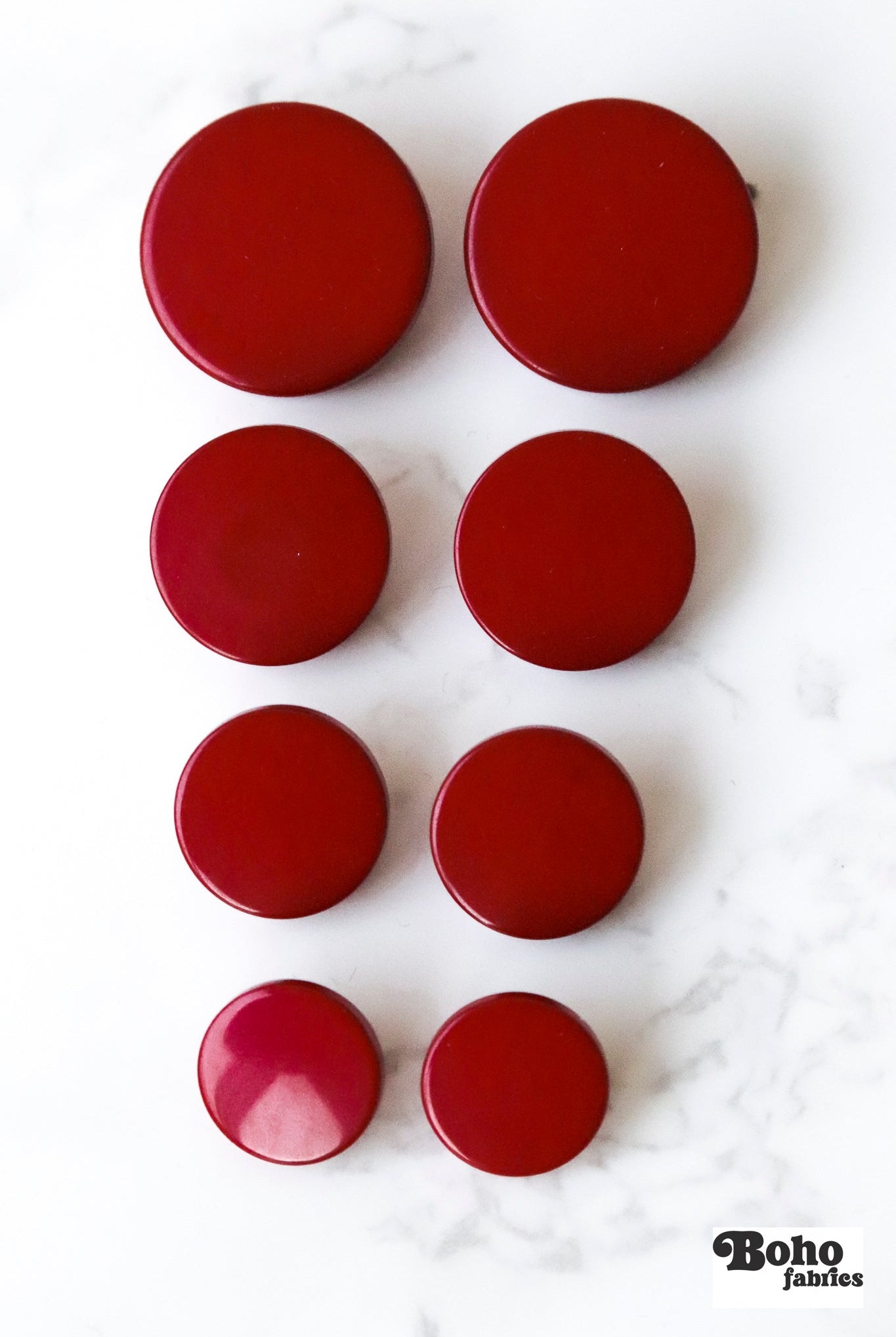 Red, Mod Gambit, Shank Button. Available in 15mm, 18mm, 20mm, 25mm - Boho Fabrics - Buttons & Snaps