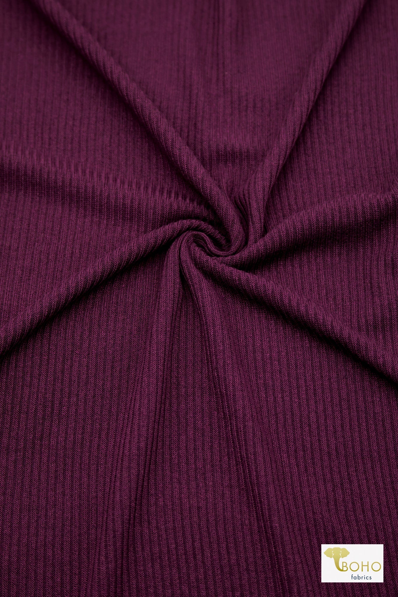 Red Plum, Rib Knit Fabric - Boho Fabrics - Rib Solid, Knit Fabric
