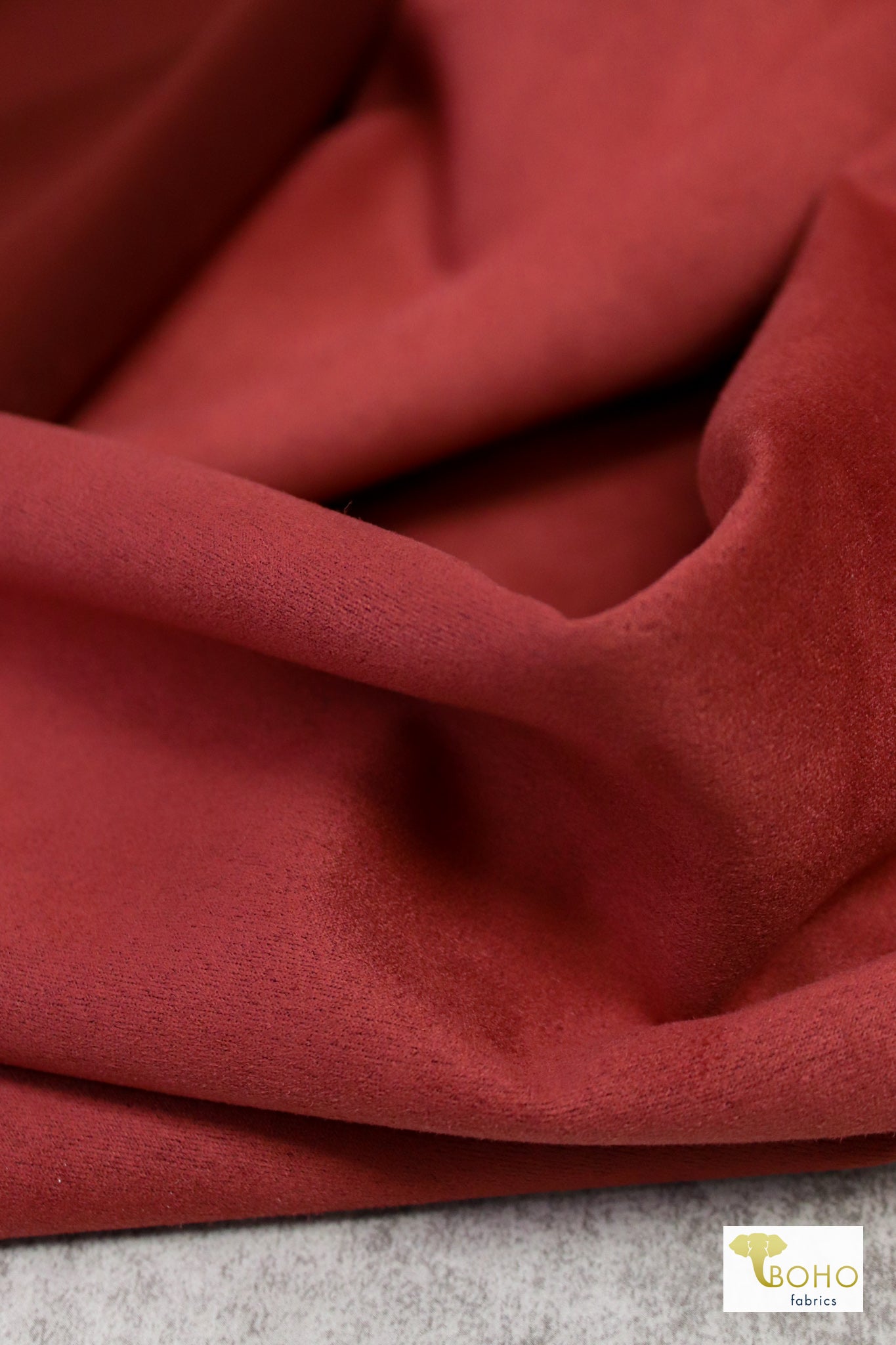 Red Rust, Heavy Scuba Knit Faux Suede - Boho Fabrics