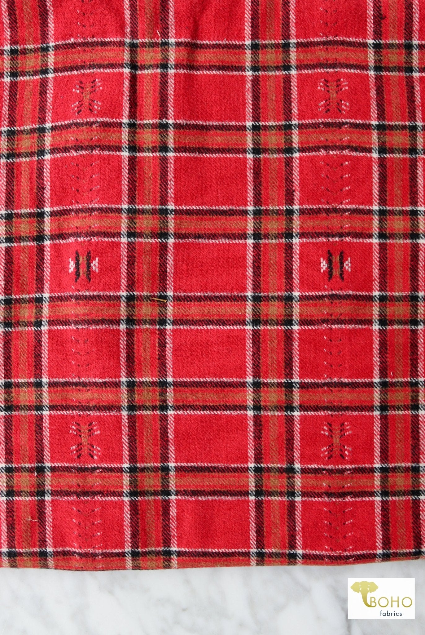 Red Stone - Desert Dobby , Woven Cotton Flannel - Boho Fabrics