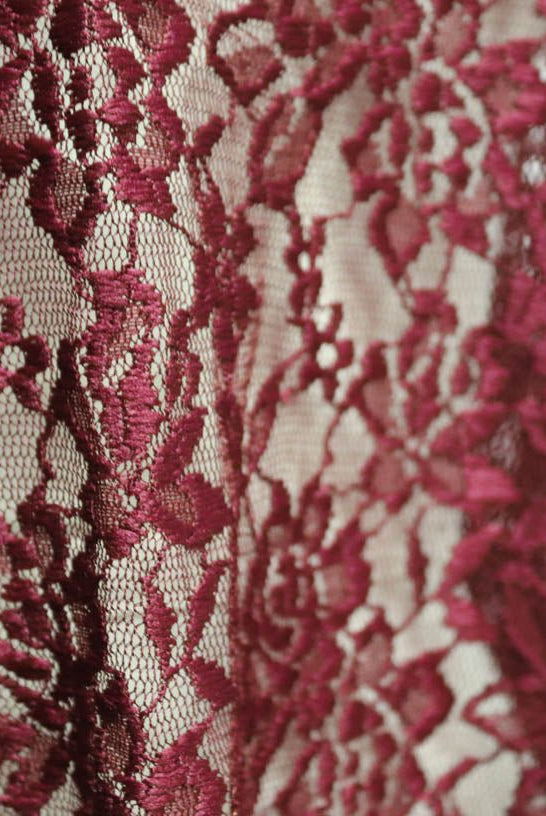 Red Wine Florals. Stretch Lace. SL-103. - Boho Fabrics