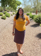 Red/Orange Vertical Stripes on Navy Blue, DBP. BPP-318 - Boho Fabrics