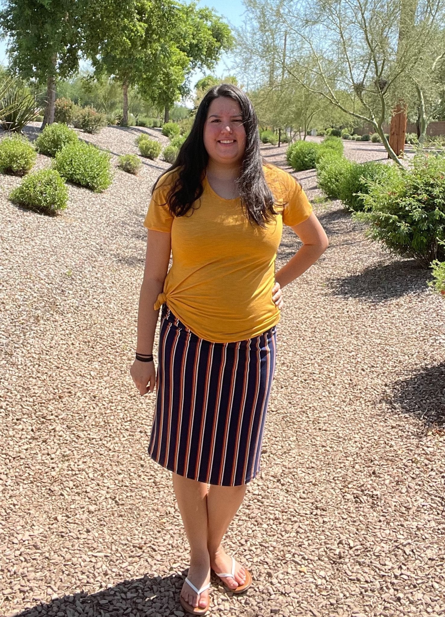 Red/Orange Vertical Stripes on Navy Blue, DBP. BPP-318 - Boho Fabrics