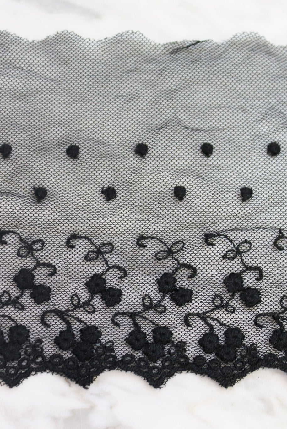Remy Embroidered Florals, Woven Lace Trim. 5" - Boho Fabrics