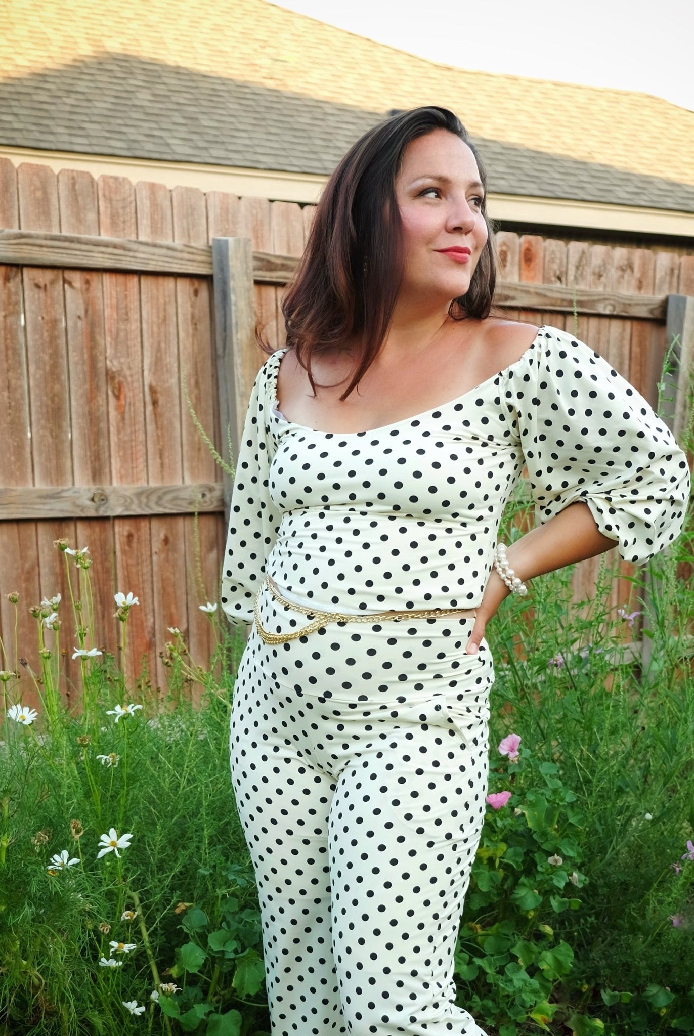 Retro Black Polka Dots on Ivory , Athletic Knit Fabric - Boho Fabrics - Athletic Knit Fabric