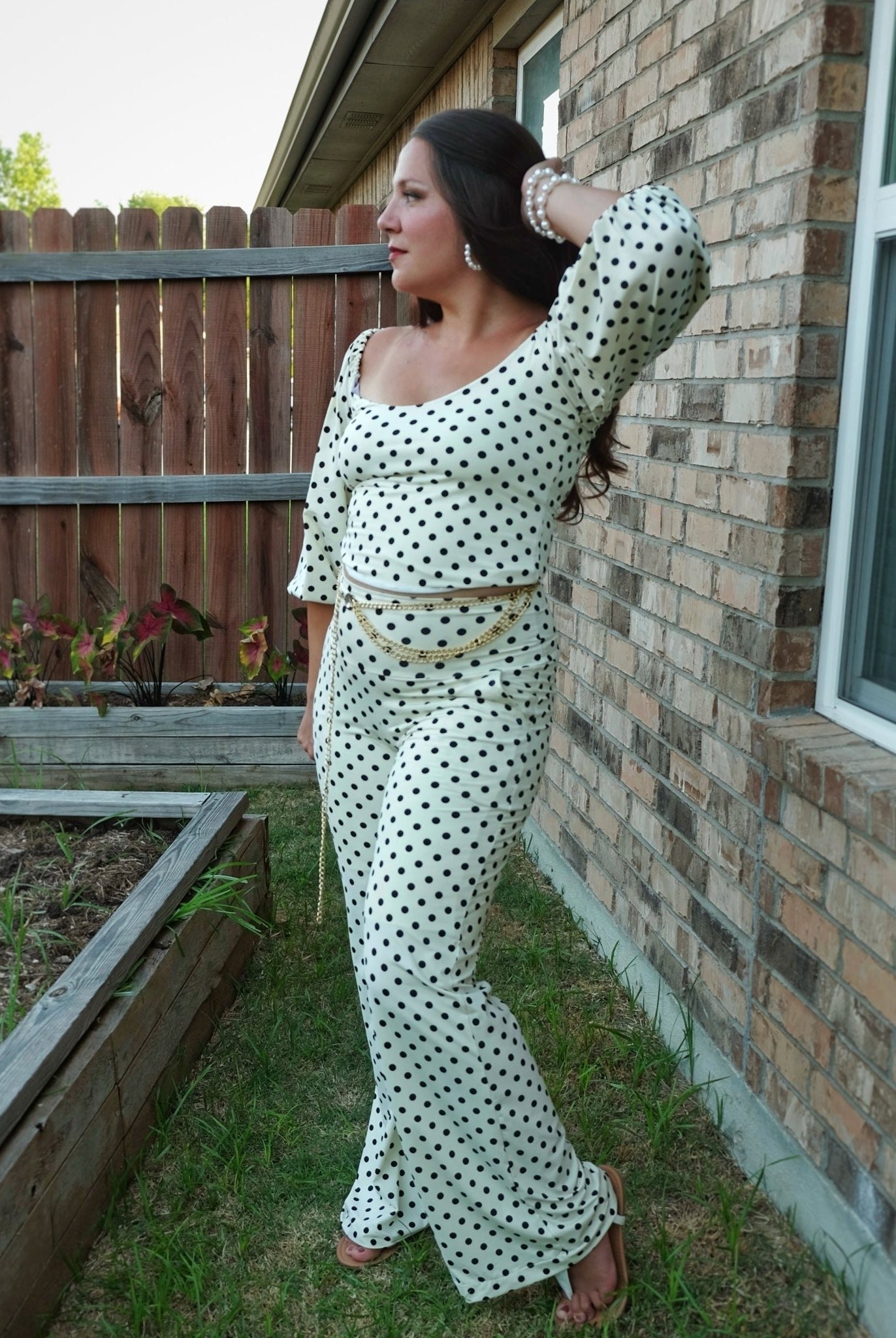 Retro Black Polka Dots on Ivory , Athletic Knit Fabric - Boho Fabrics - Athletic Knit Fabric