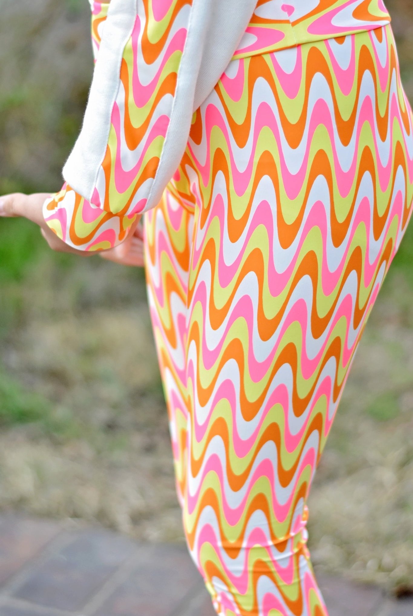 Retro Neon, Printed Athletic Knit Fabric - Boho Fabrics - Athletic Knit Fabric