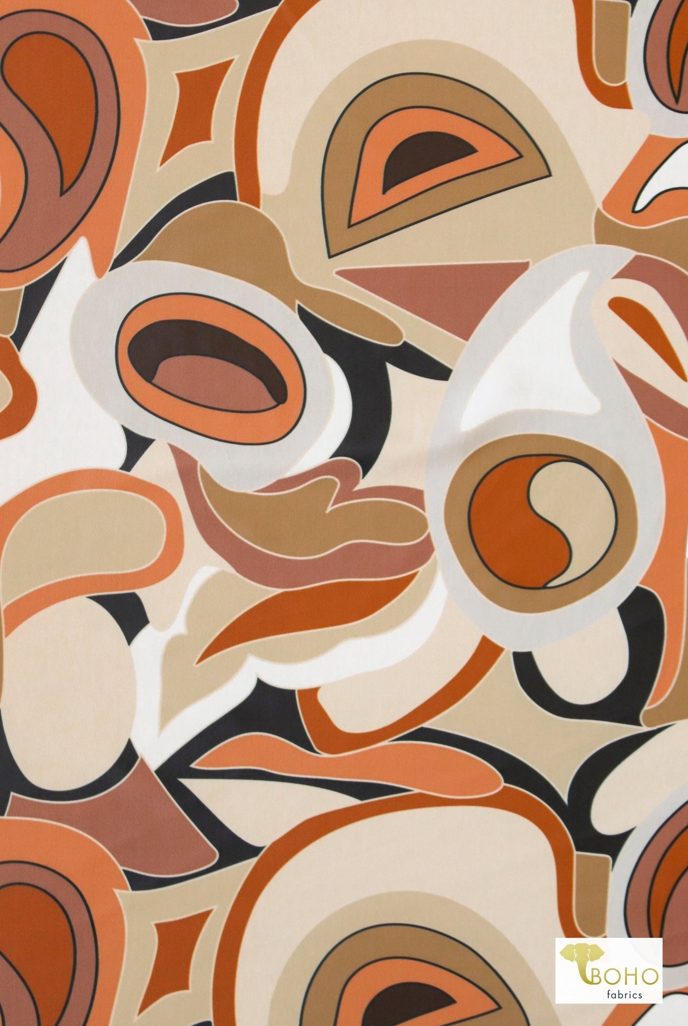 Retro Picasso, Swim Print Knit Fabric - Boho Fabrics