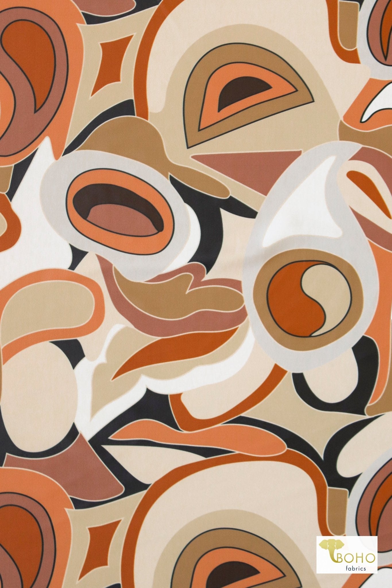 Retro Picasso, Swim Print Knit Fabric - Boho Fabrics