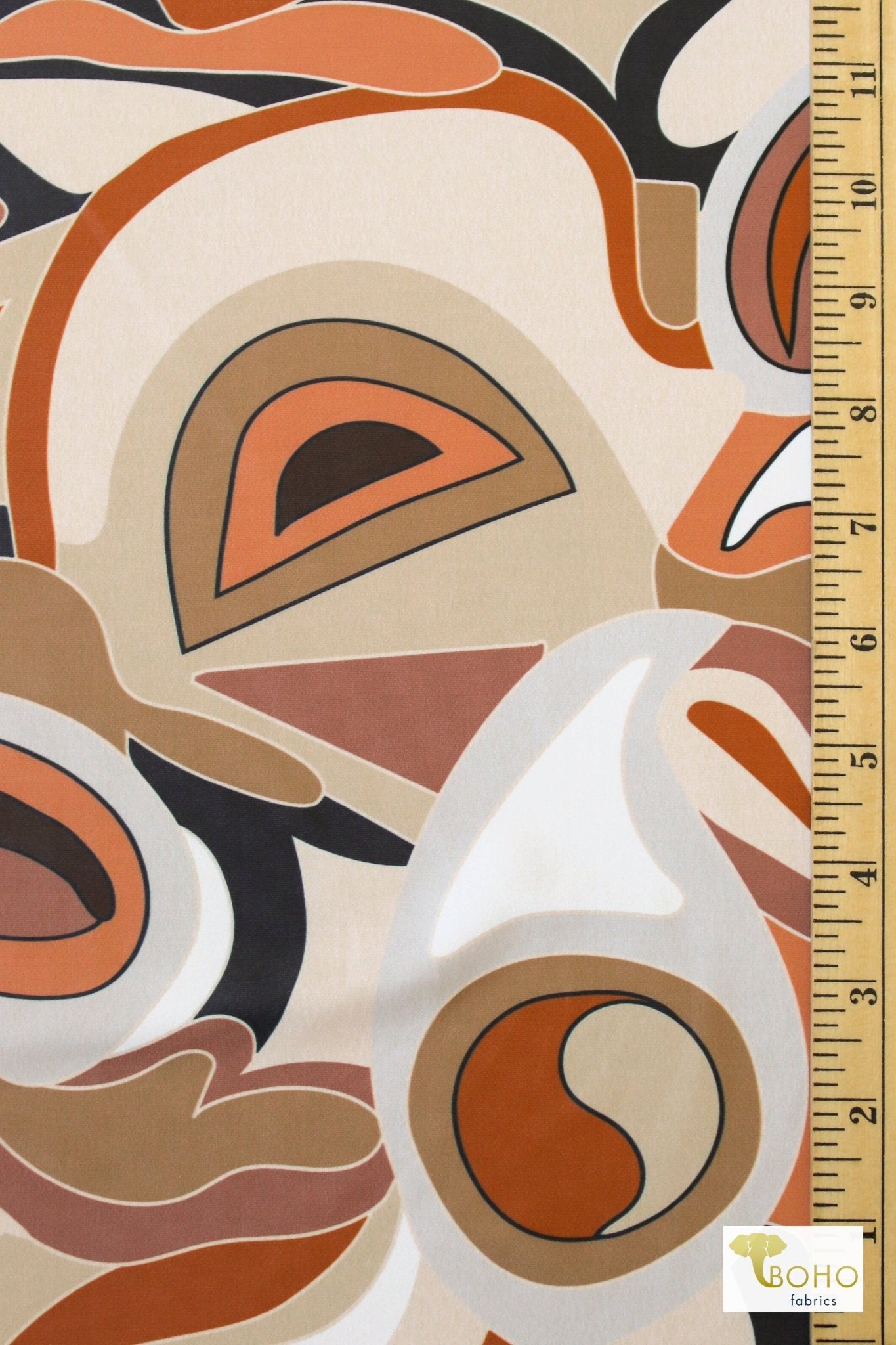 Retro Picasso, Swim Print Knit Fabric - Boho Fabrics