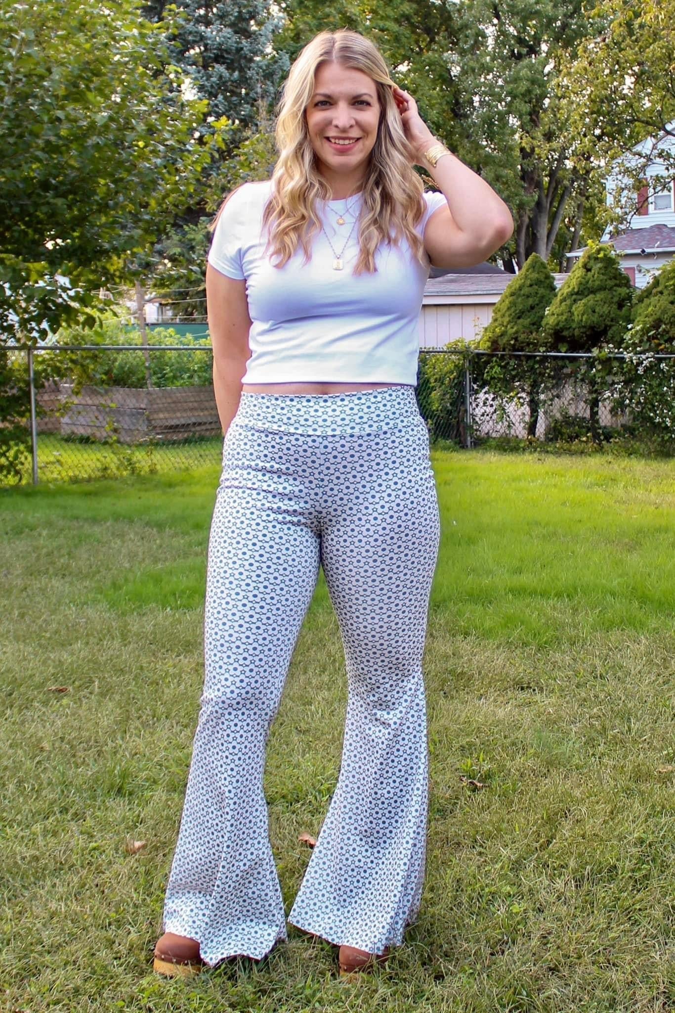 Retro Teal Daisy, Ponte Print Fabric - Boho Fabrics