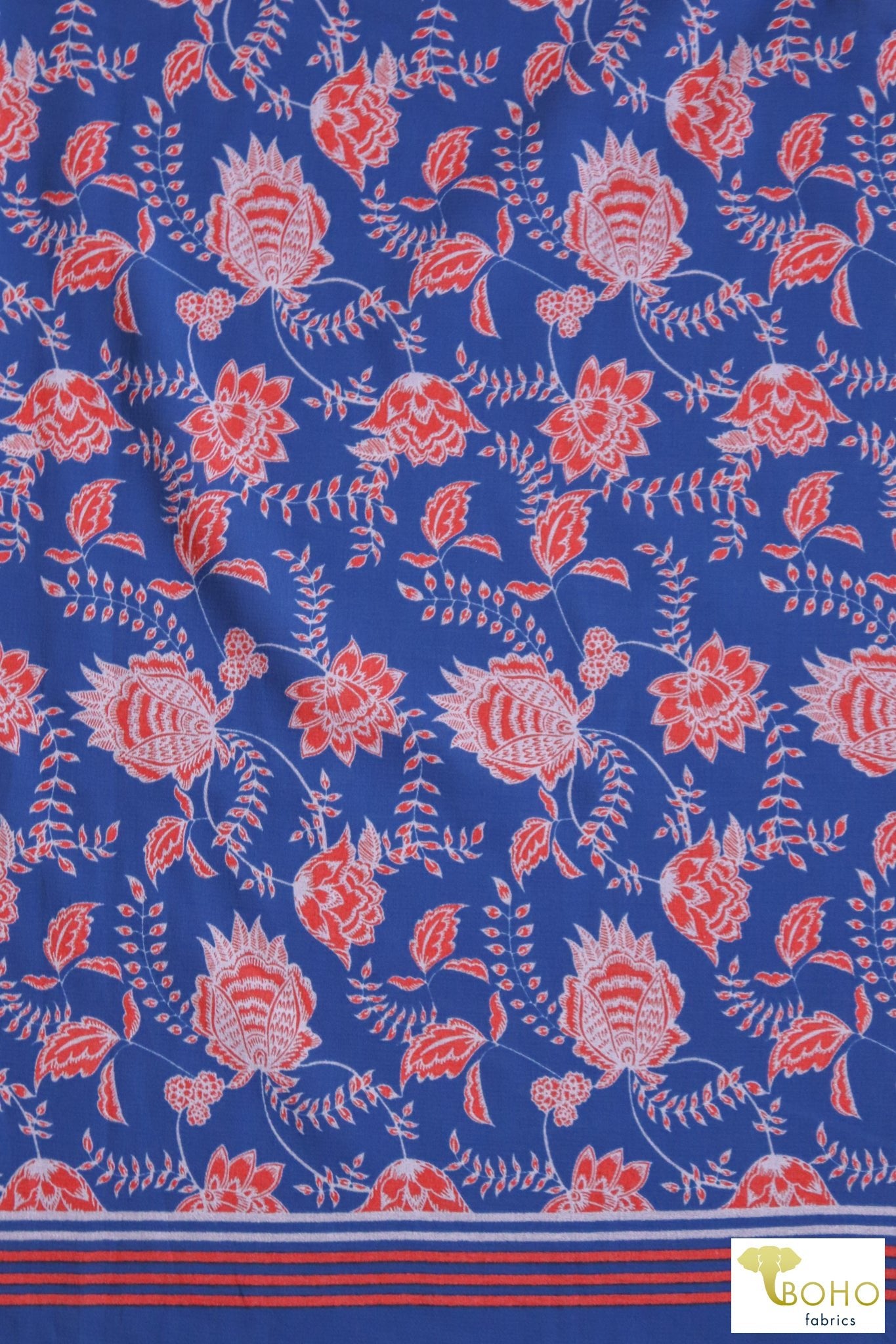 Rococo Panels in Blue 37". Cotton Woven Fabric . WVP-245-BLU - Boho Fabrics