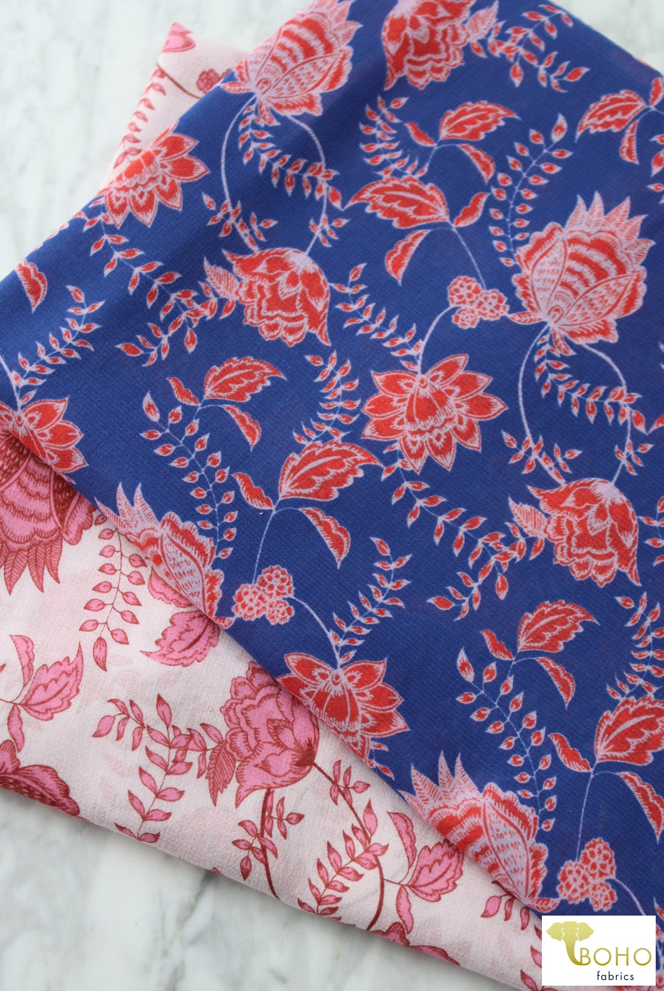 Rococo Panels in Blue 37". Cotton Woven Fabric . WVP-245-BLU - Boho Fabrics