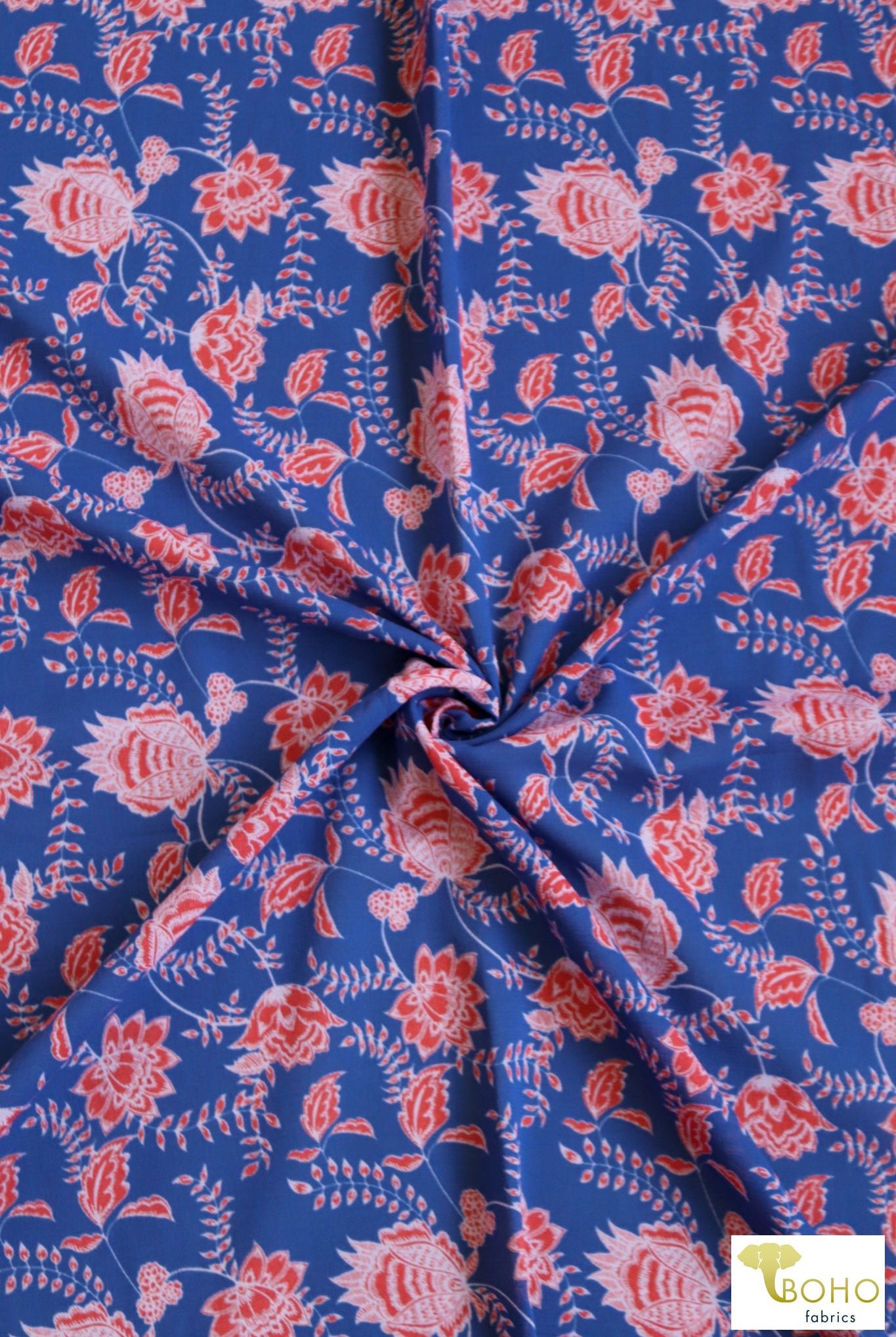 Rococo Panels in Blue 37". Cotton Woven Fabric . WVP-245-BLU - Boho Fabrics