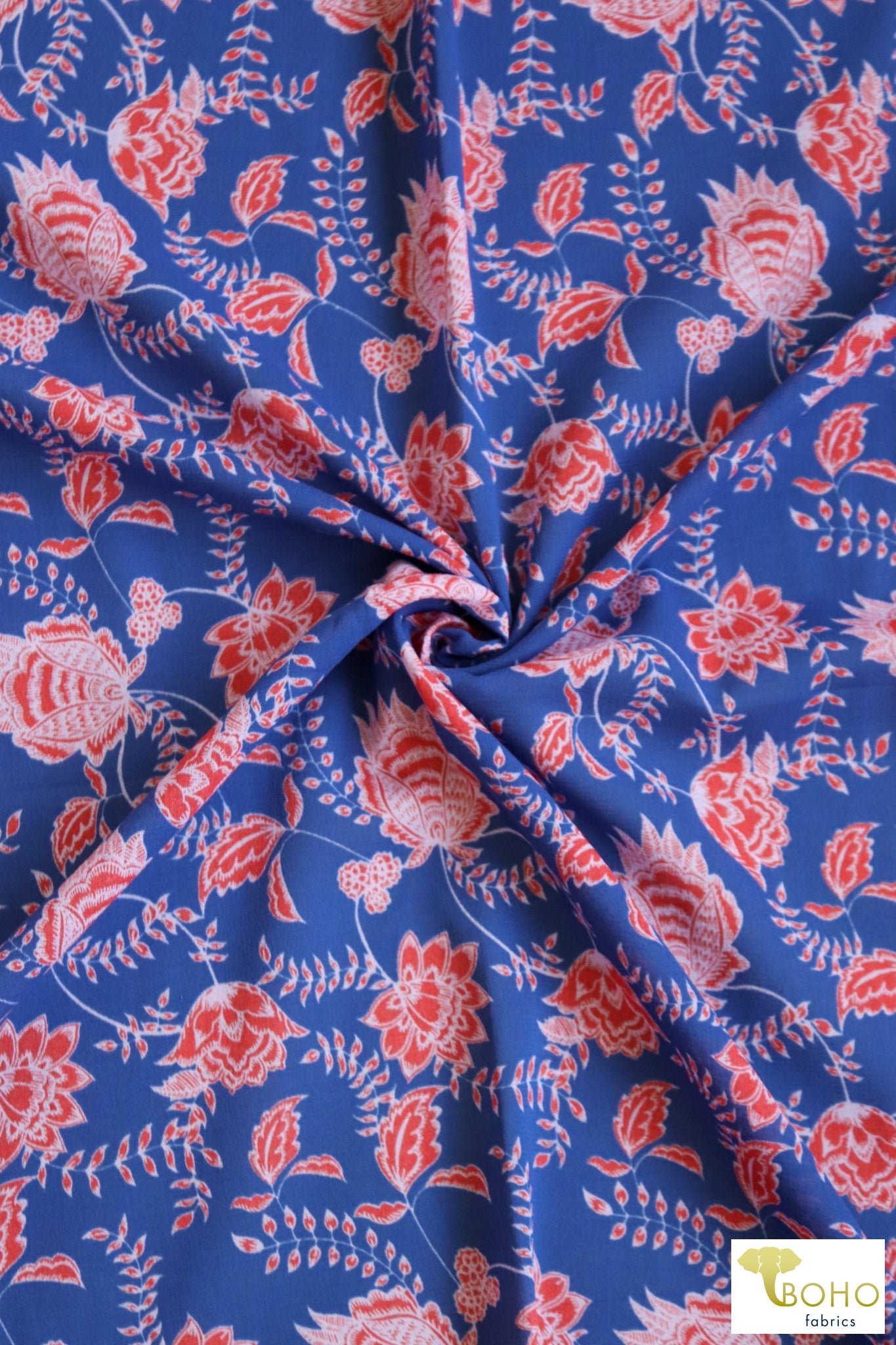 Rococo Panels in Blue 37". Cotton Woven Fabric . WVP-245-BLU - Boho Fabrics