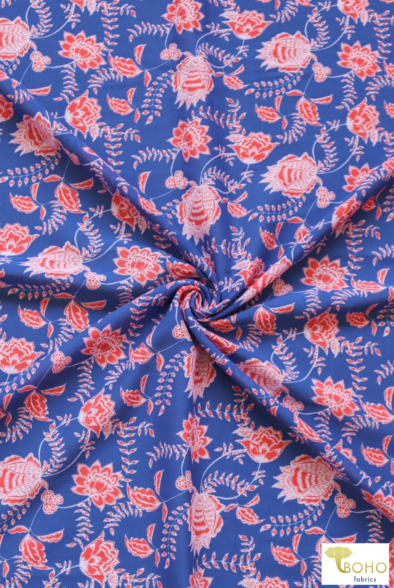 Rococo Panels in Blue 37". Cotton Woven Fabric . WVP-245-BLU - Boho Fabrics