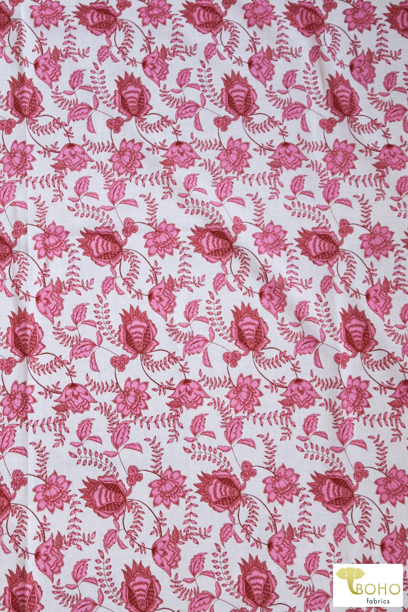 Rococo Panels in Pink 37" Panels. Cotton Woven Fabric. WVP-245-PNK - Boho Fabrics