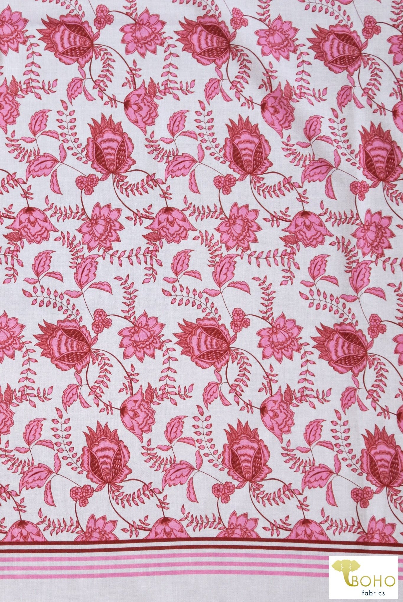 Rococo Panels in Pink 37" Panels. Cotton Woven Fabric. WVP-245-PNK - Boho Fabrics