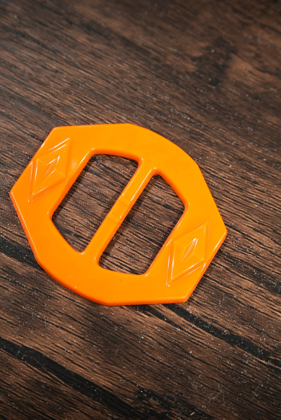 Rodeo Rebel – 1930s Art Deco Casein Belt & Scarf Slide Buckle | Orange - Boho Fabrics - Buckles & Slides