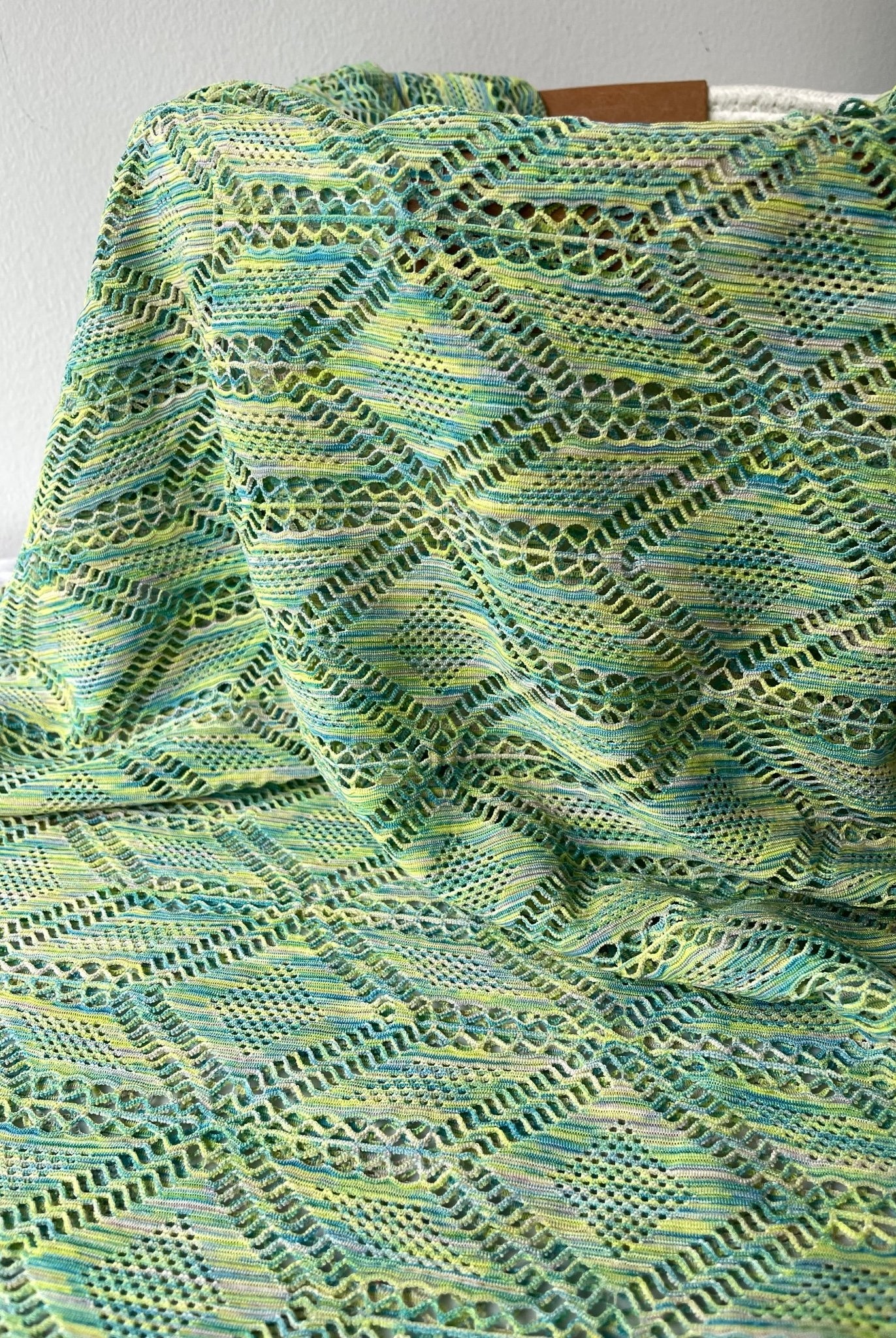 Roller Rink Diamonds, Lemon Lime. Premium Stretch Lace Fabric - Boho Fabrics - Stretch Lace Fabric