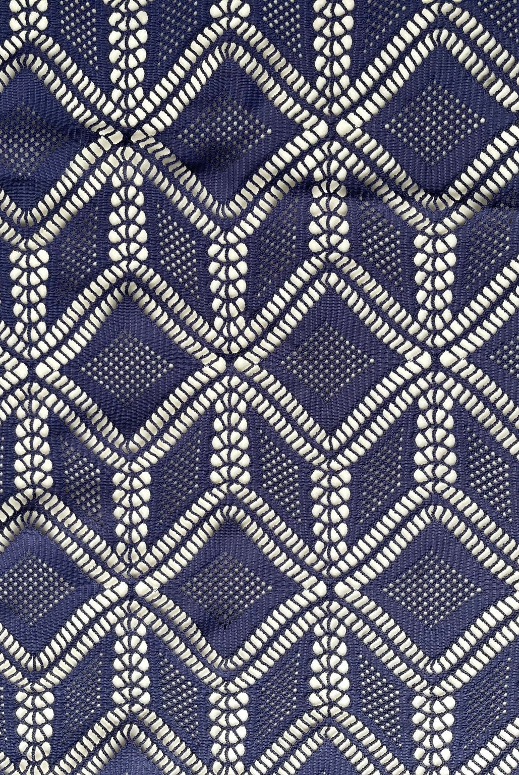Roller Rink Diamonds, Navy. Premium Stretch Lace Fabric - Boho Fabrics - Stretch Lace Fabric