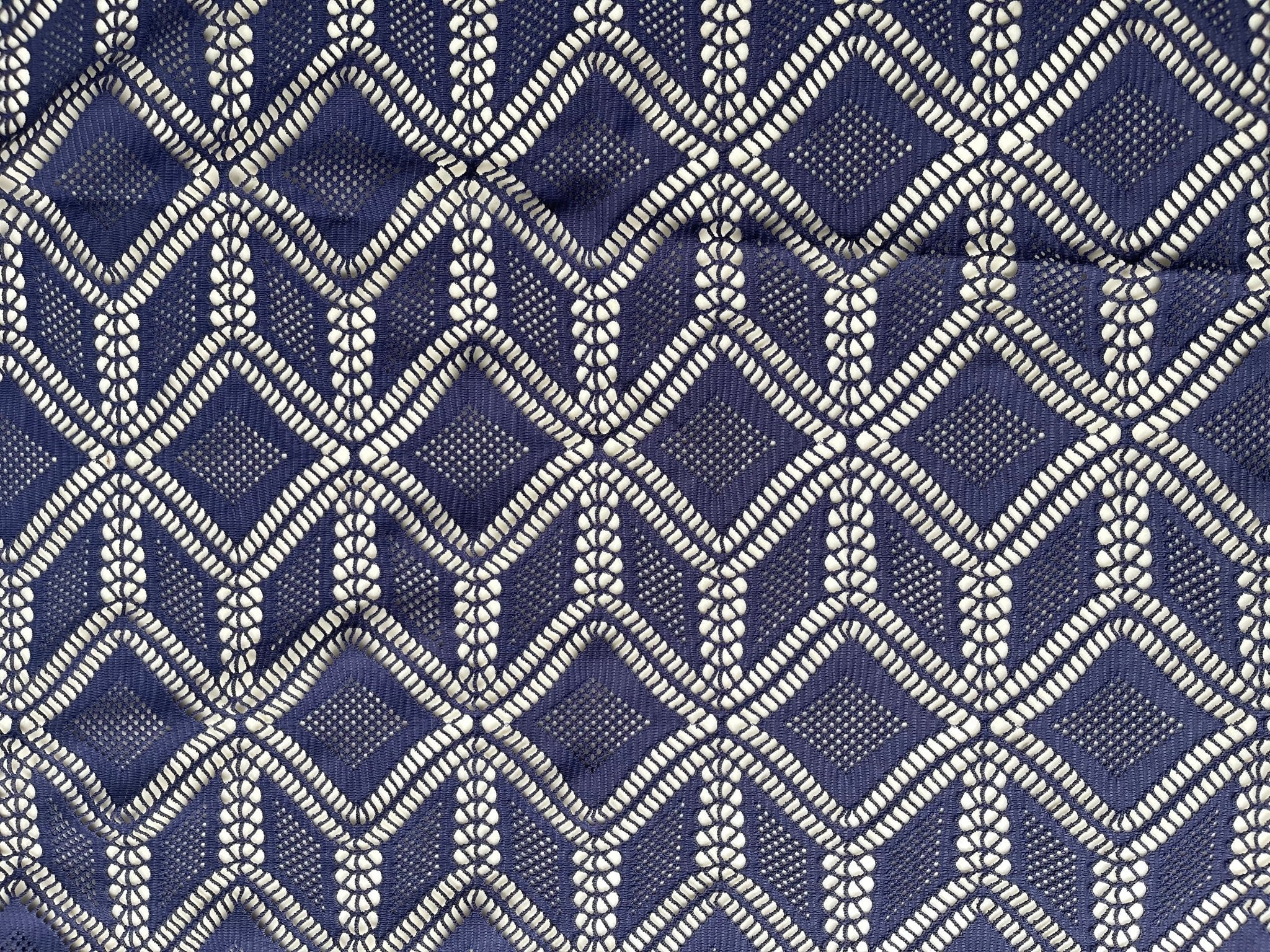 Roller Rink Diamonds, Navy. Premium Stretch Lace Fabric - Boho Fabrics - Stretch Lace Fabric