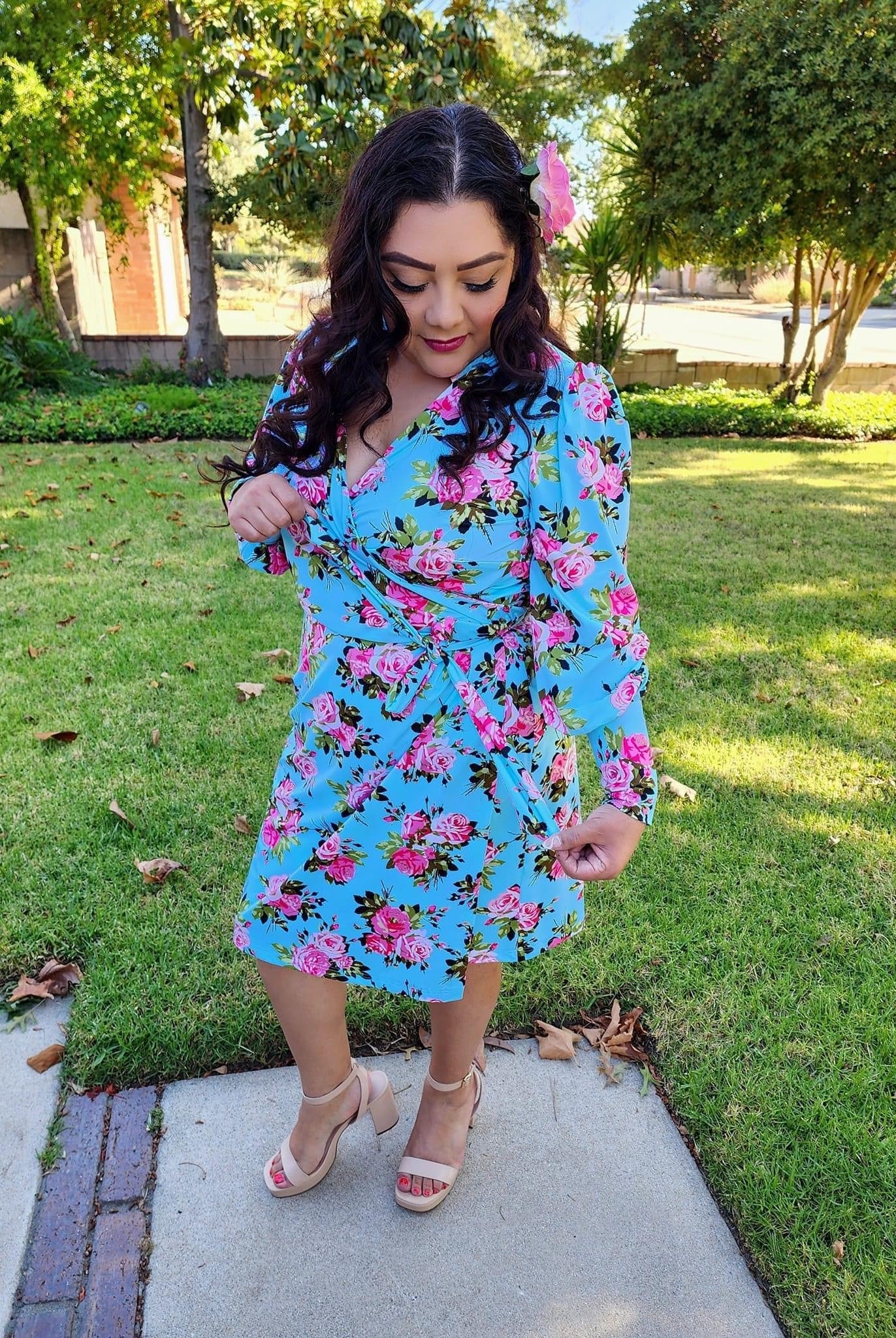 Rose Cutouts on Aqua, - Boho Fabrics - Athletic Knit Fabric