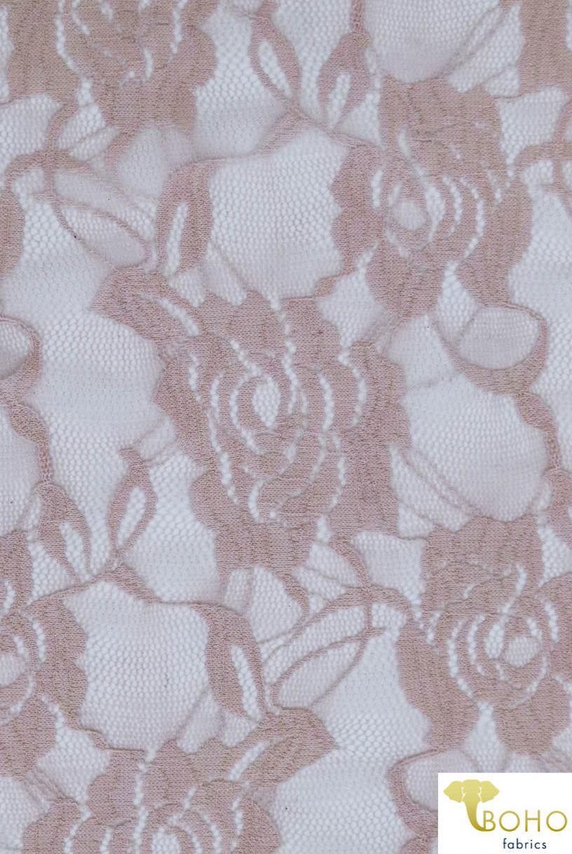 Rose Dream in Pink. Stretch Lace Knit. SL-121-PNK - Boho Fabrics