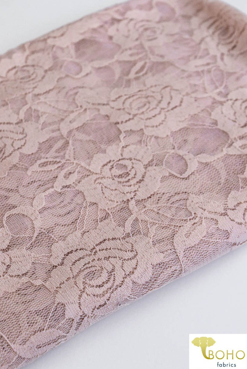 Rose Dream in Pink. Stretch Lace Knit. SL-121-PNK - Boho Fabrics