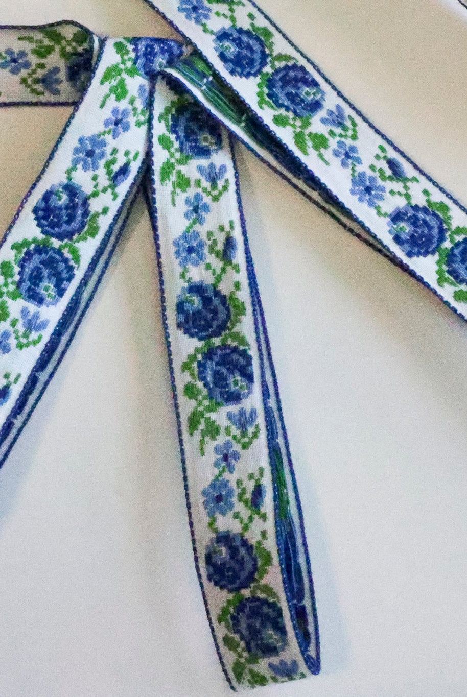 Rose Garden in Blue, 3/4" Vintage Jacquard Woven Trim, TRIM - 064 - Boho Fabrics - Trims