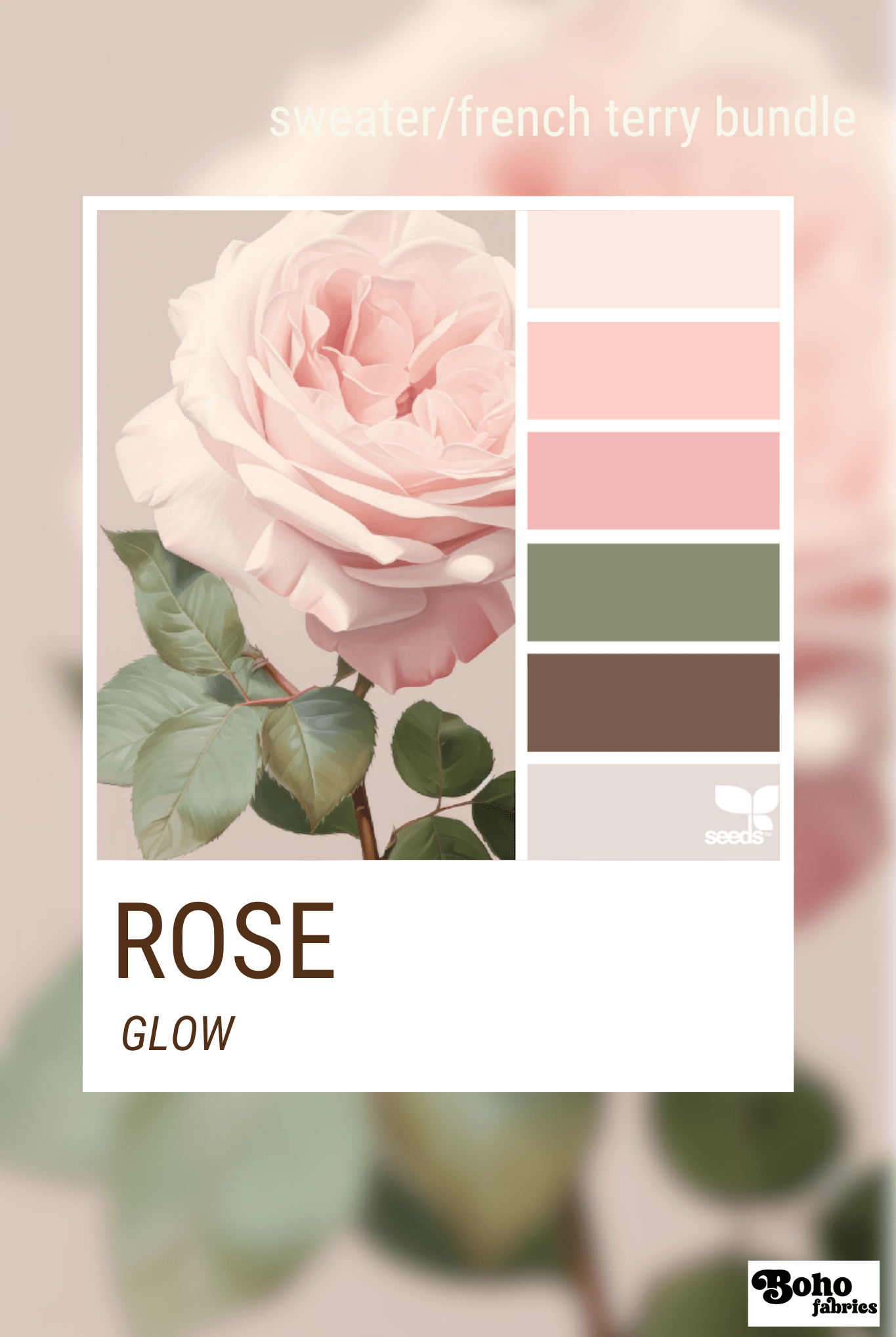 Rose Glow, Sweater/French Terry Knit Palette Bundle - Boho Fabrics - Fabric Bundles