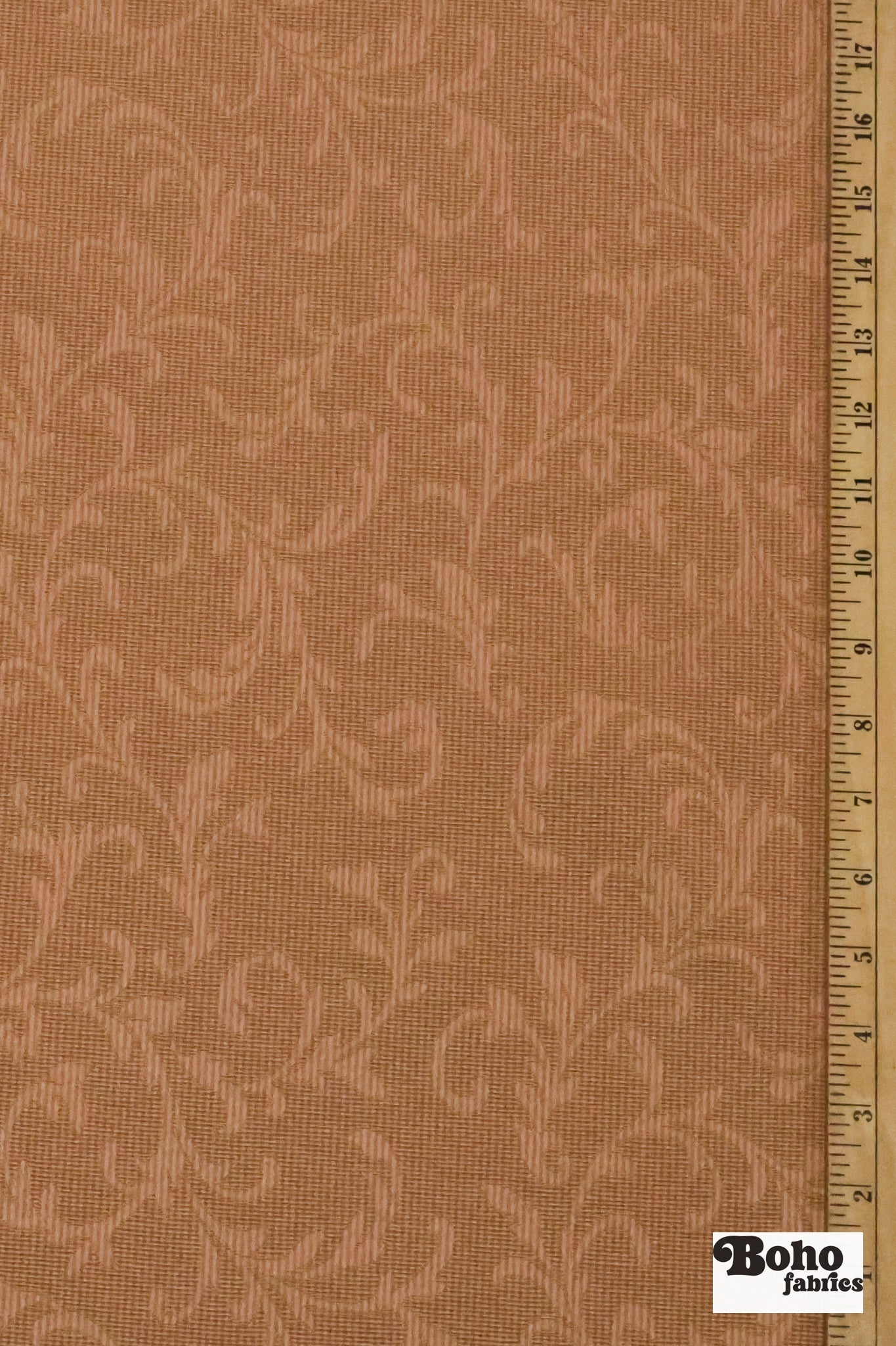 Rose Gold Acanthus Damask Jacquard Woven Fabric - Boho Fabrics - Jacquard, Woven