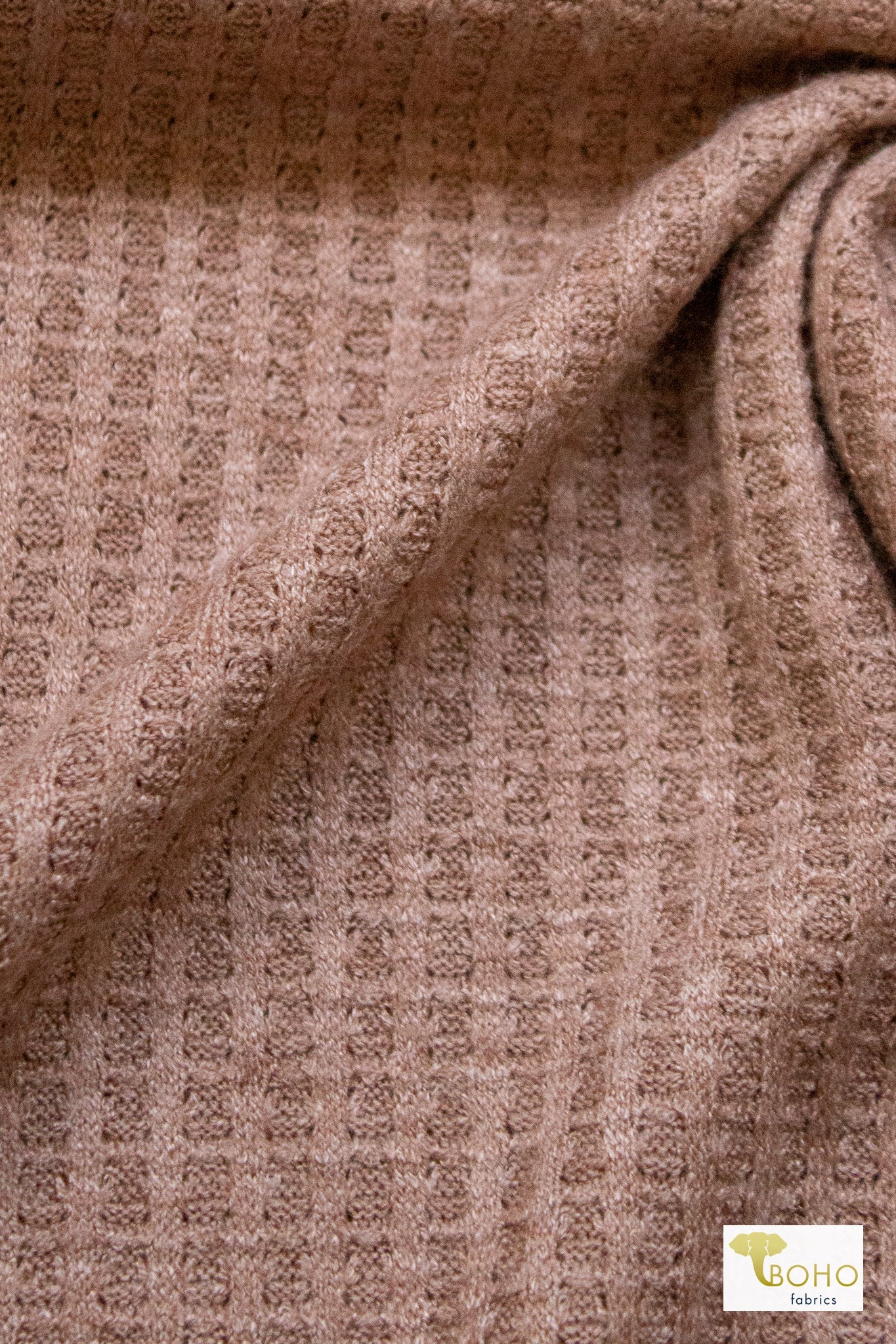 Rose Gold, Waffle Knit Fabric - Boho Fabrics - Waffle Knits