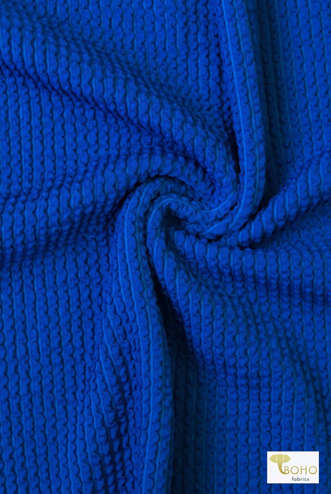 Royal Blue Crinkle, Swim Knit Fabric - Boho Fabrics