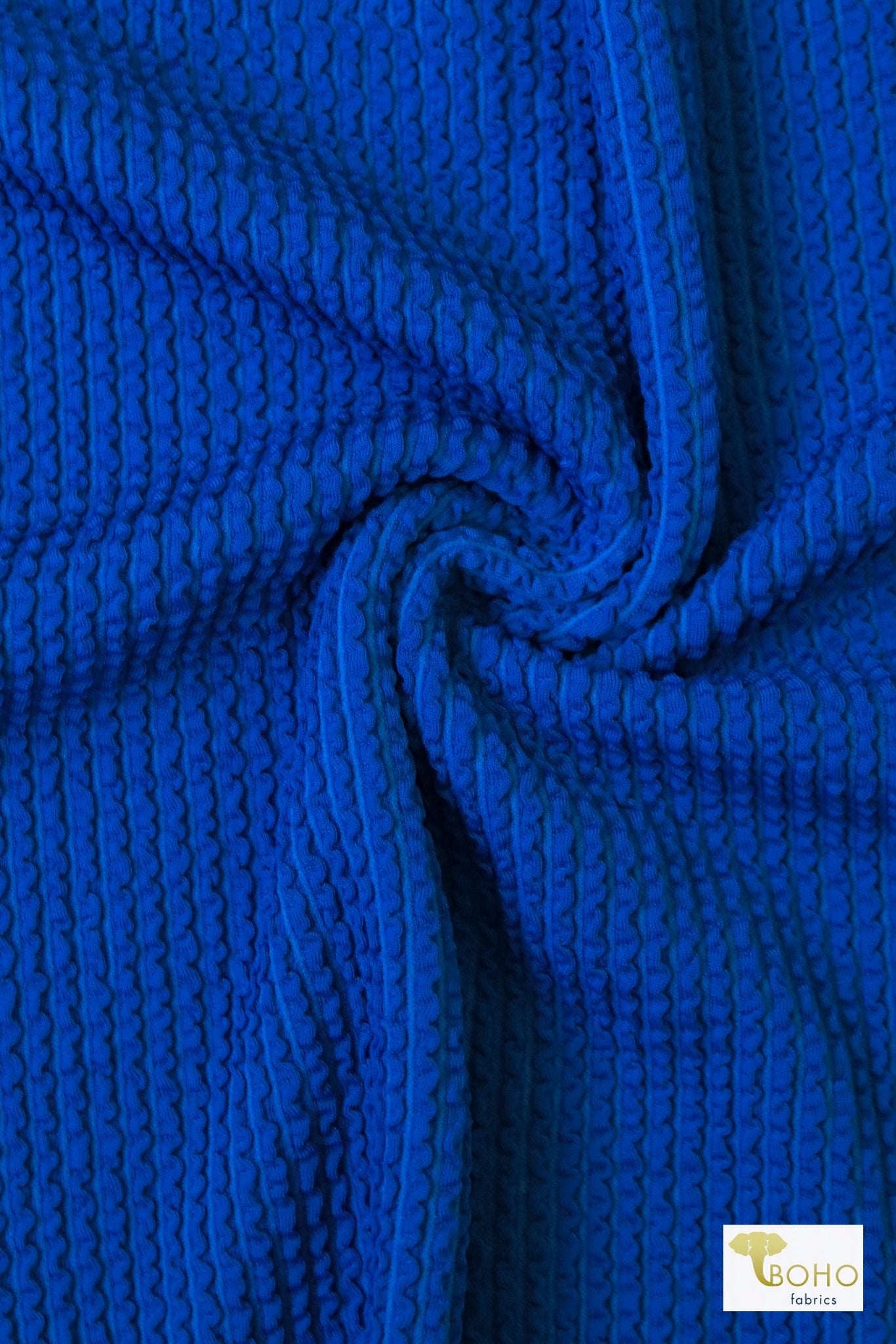 Royal Blue Crinkle, Swim Knit Fabric - Boho Fabrics