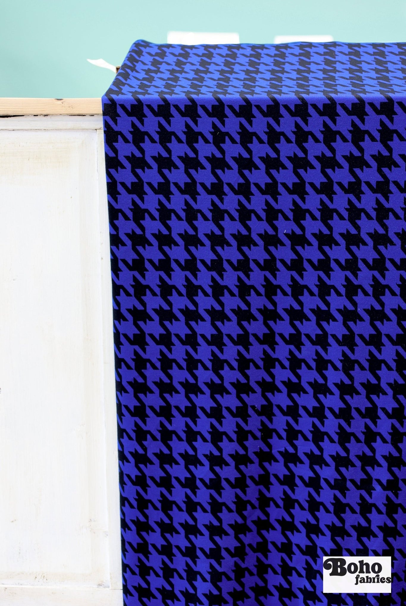 Royal Blue Herringbone, Ponte Print Knit Fabric. Shop Exclusive! - Boho Fabrics - Ponte Print, Knit Fabric