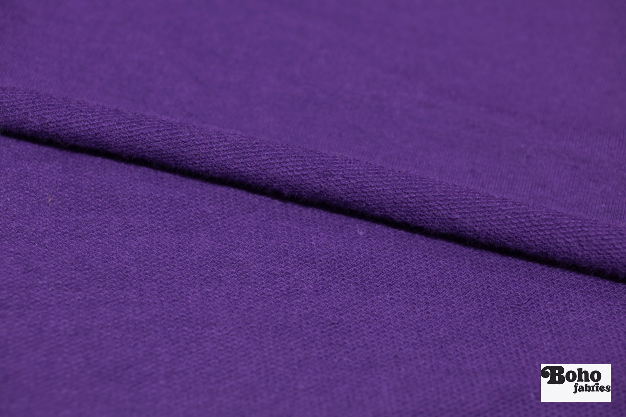 Royal Purple, Solid French Terry Knit Fabric, Cotton Spandex - Boho Fabrics - Cotton, French Terry Knit