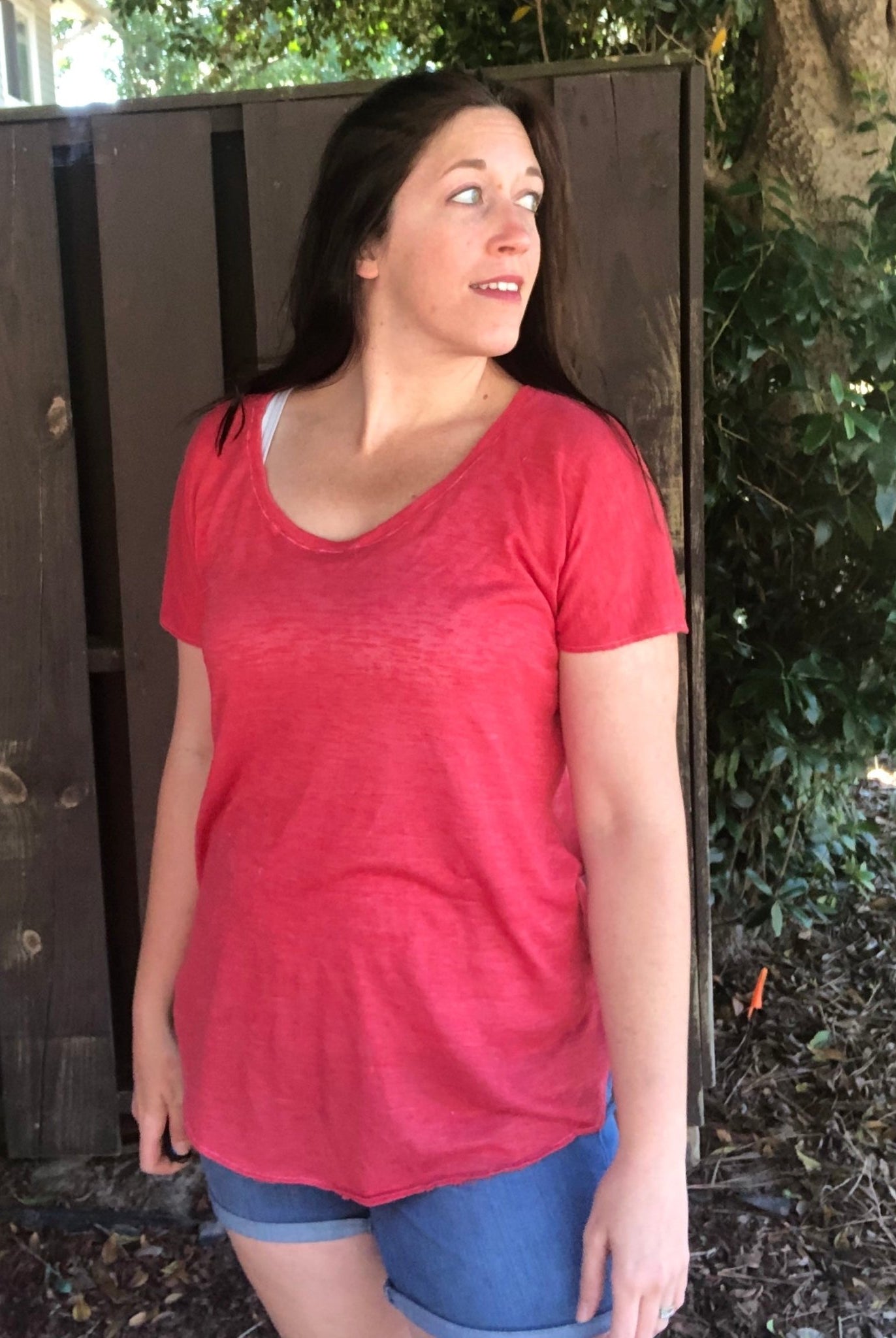 Ruby Red Grapefruit. Lightweight Slub Sweater Knit. SWTR-195. *Slightly Off-Grain - Boho Fabrics