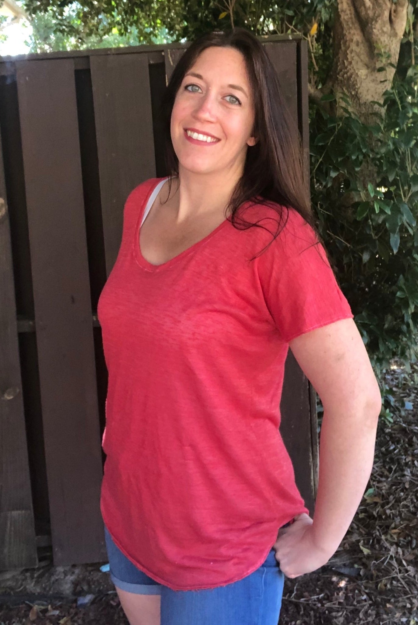 Ruby Red Grapefruit. Lightweight Slub Sweater Knit. SWTR-195. *Slightly Off-Grain - Boho Fabrics