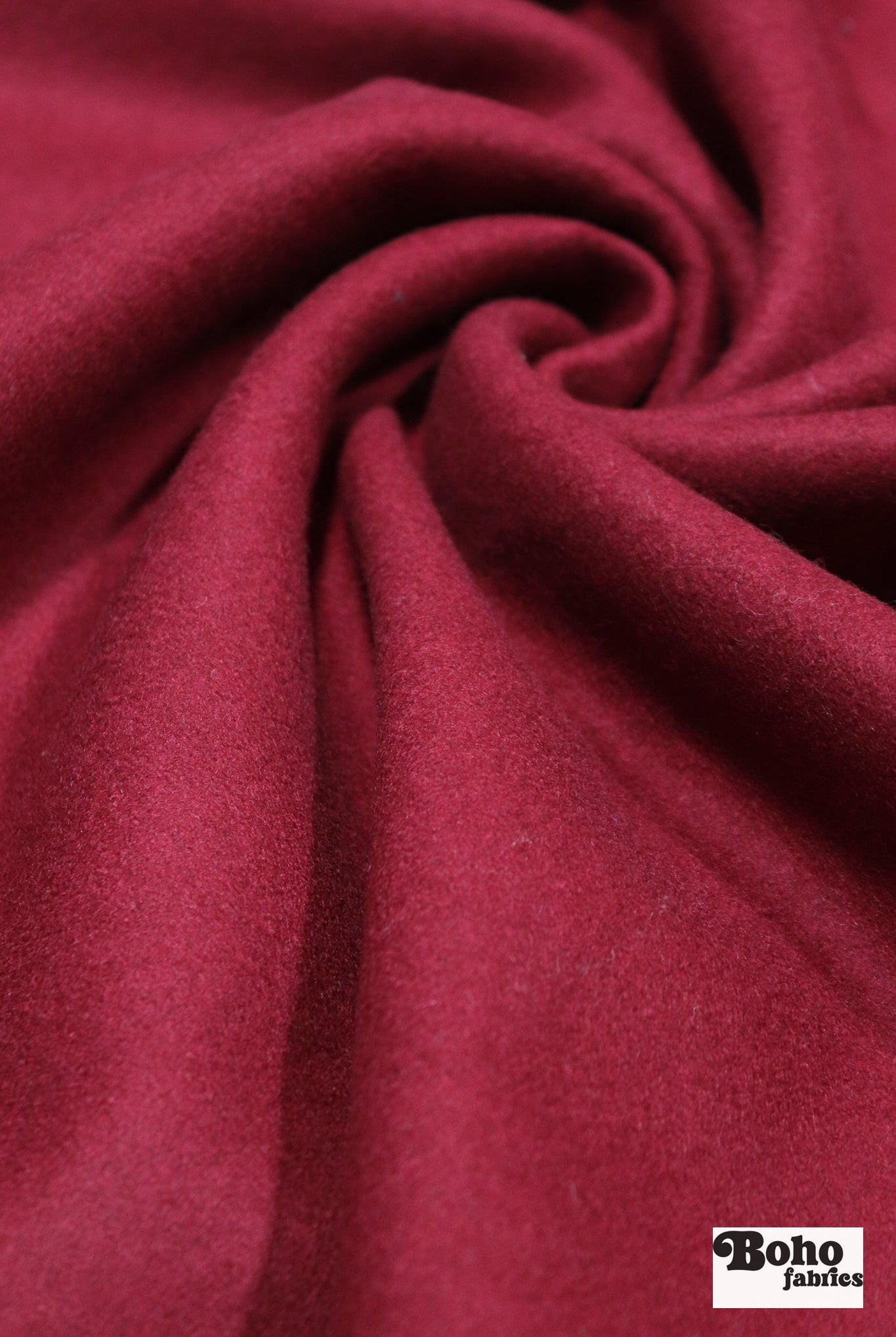 Ruby Red Italian Wool Coating Fabric - Boho Fabrics - Wool Coating, Woven