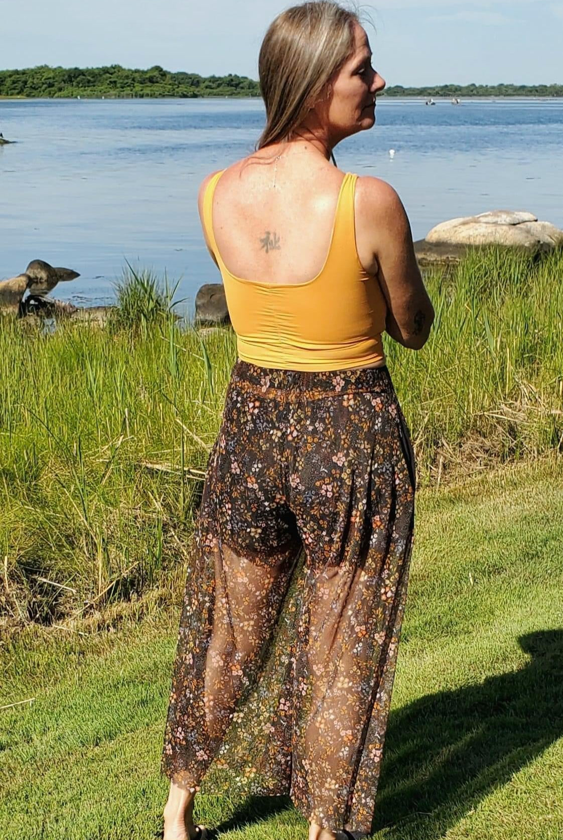 Rust Florals, Stretch Mesh Printed Fabric. - Boho Fabrics - Stretch Mesh