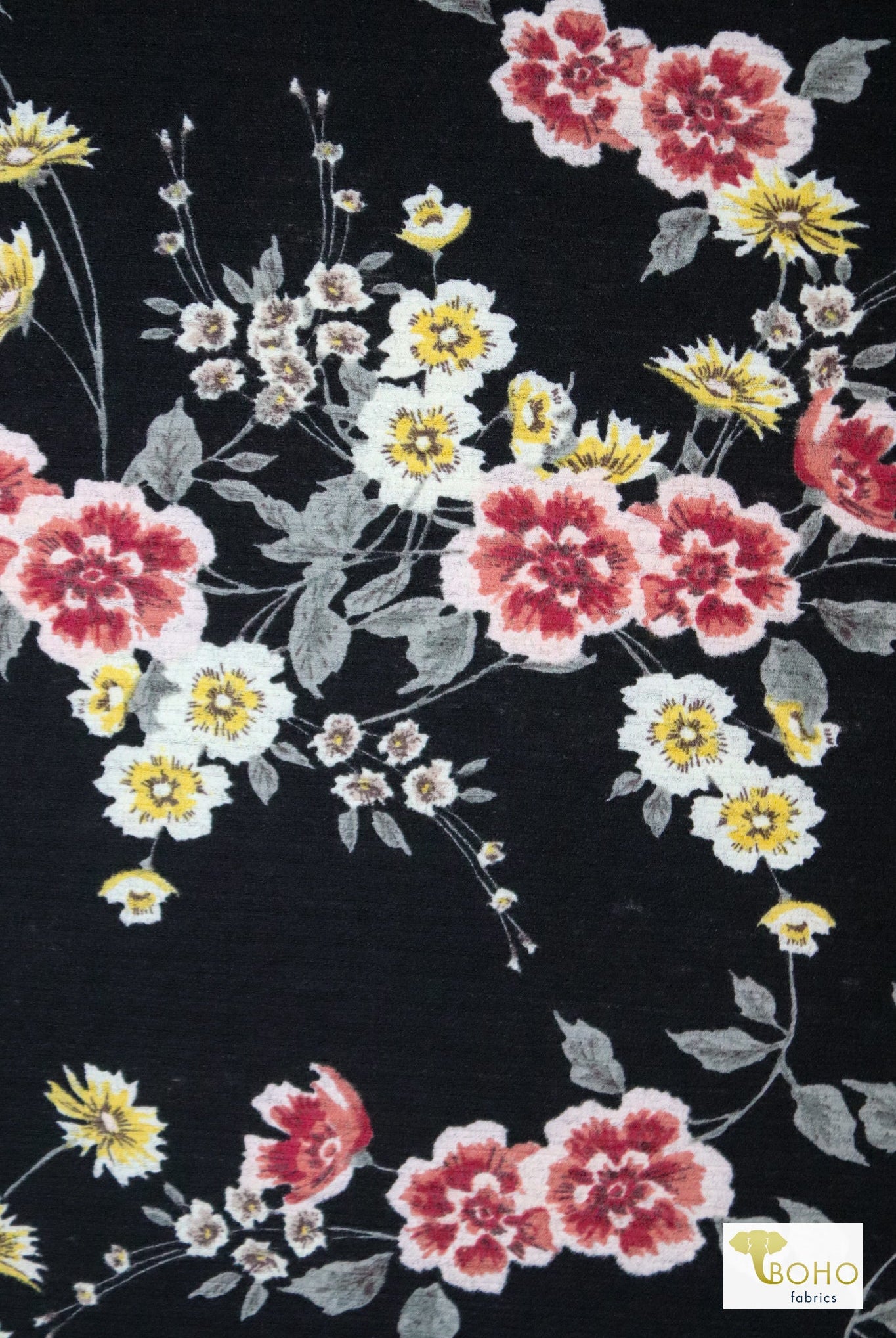 Rustic Florals, Rib Knit. - Boho Fabrics