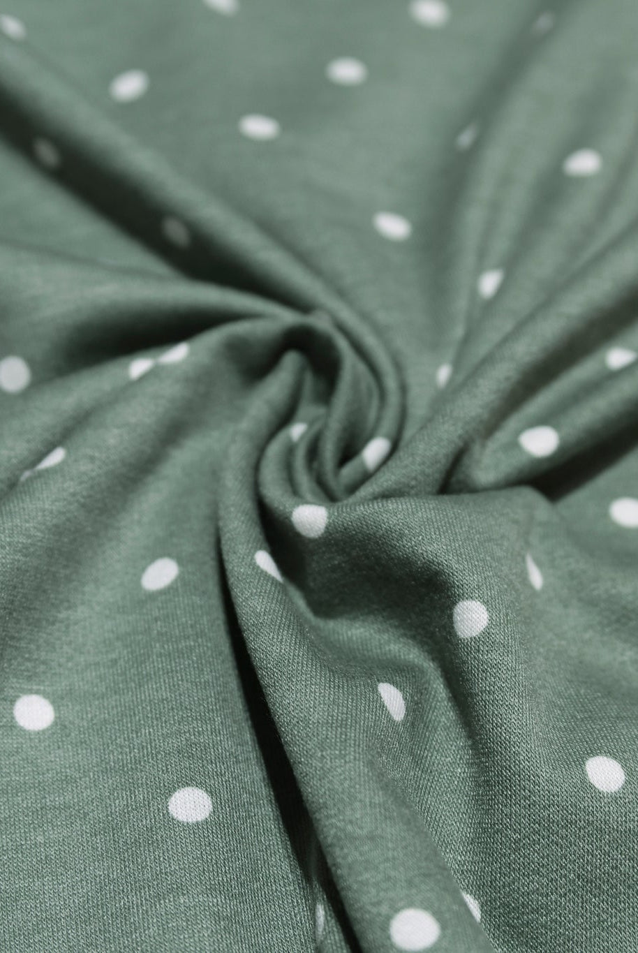 Sage Green Polka Dots, French Terry Knit Fabric - Boho Fabrics - French Terry Prints, Knit Fabric