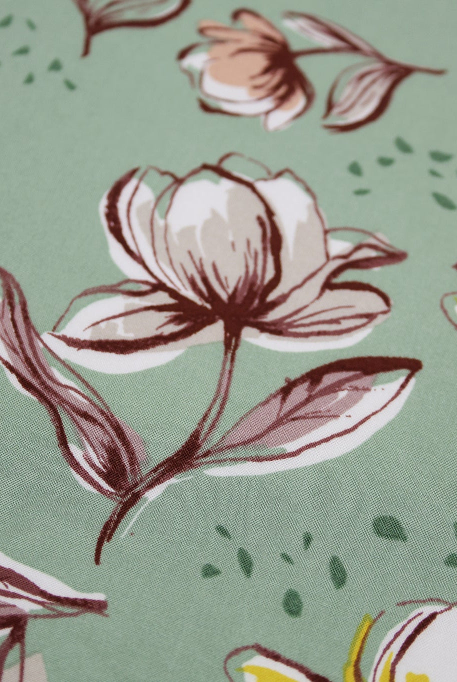 Sage Green Watercolor Blooms Rayon Challis Woven Fabric - Boho Fabrics - Challis, Woven