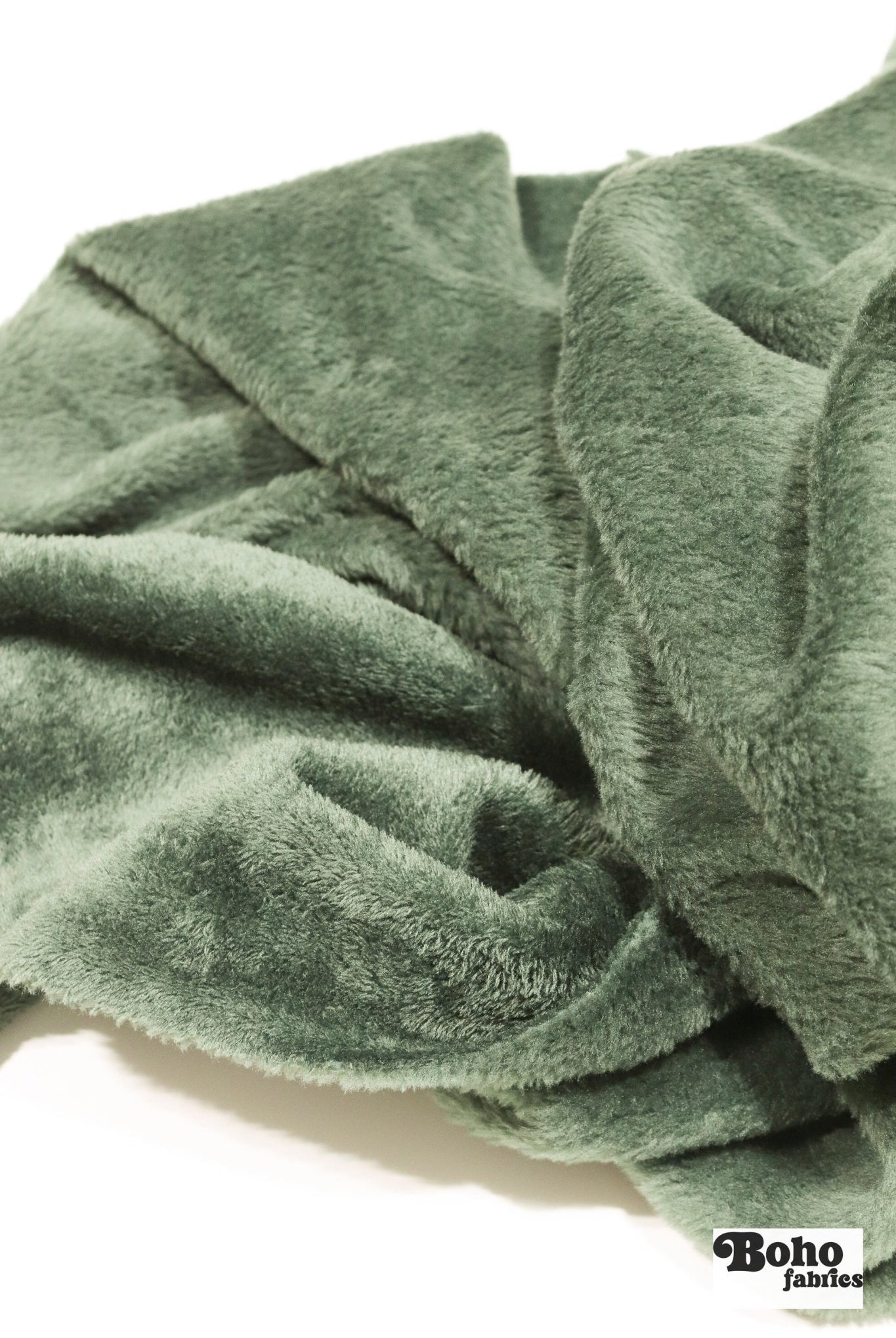 Sage Lustre Finish, Classic Double - Velour High Loft Fleece Fabric by Polartec 2nds - Boho Fabrics - Performance Fabrics