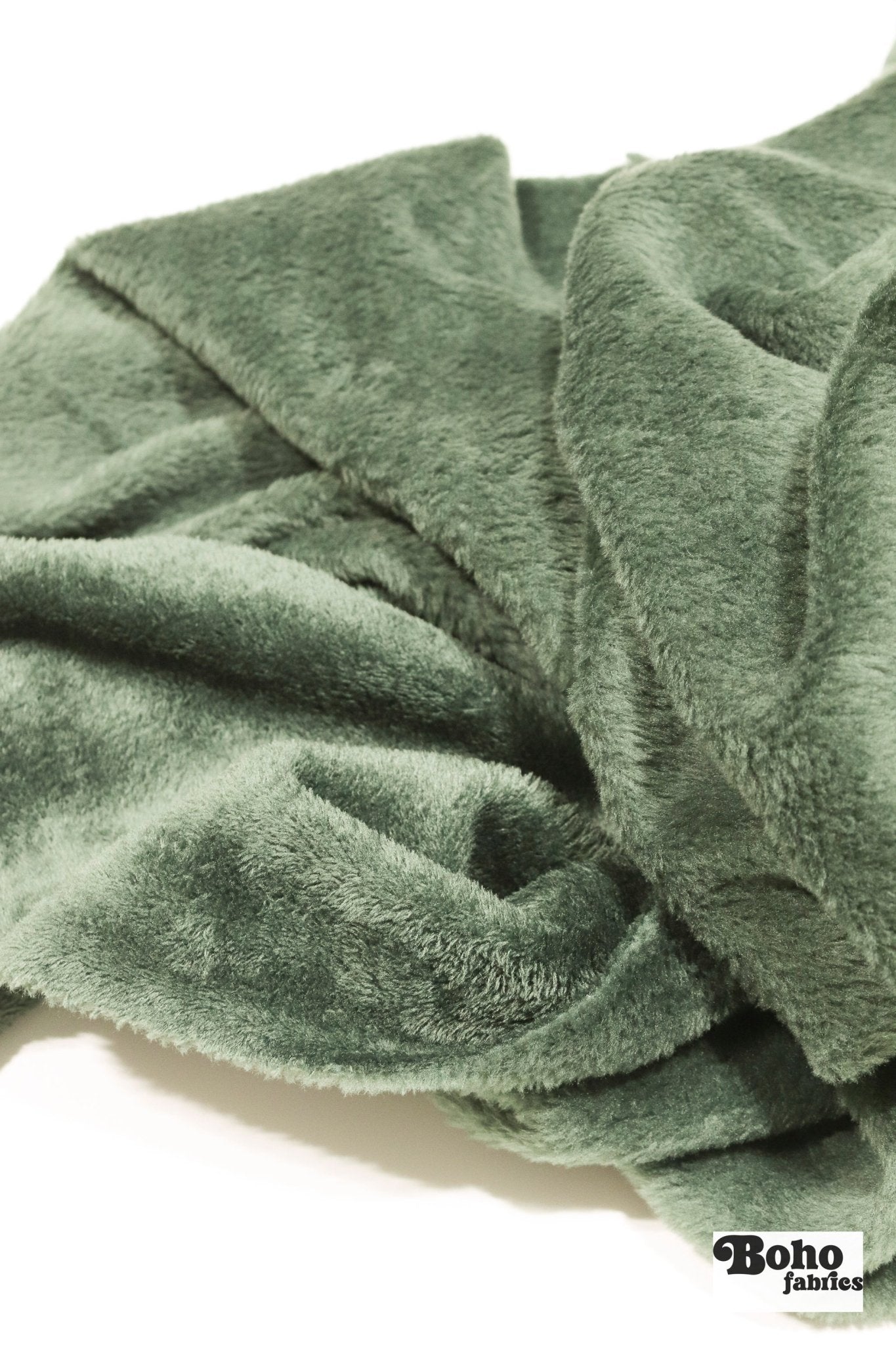 Sage Lustre Finish, Classic Double - Velour High Loft Fleece Fabric by Polartec 2nds - Boho Fabrics - Performance Fabrics
