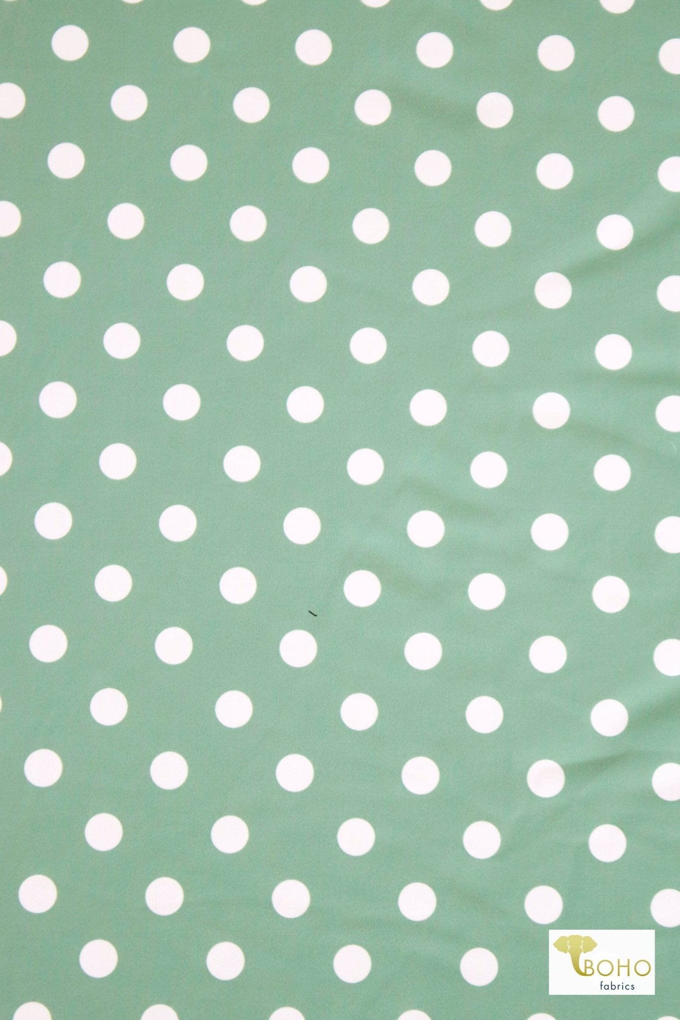 Sage Polka Dots, Printed Swim Knit Fabric. - Boho Fabrics