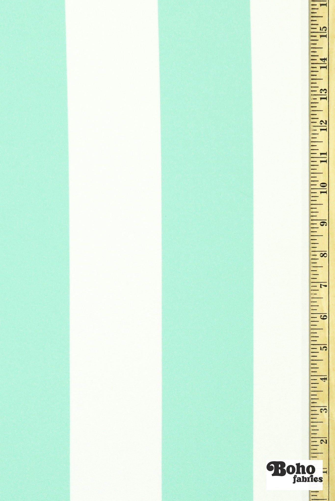 Seafoam Green & White, 3" Wide Striped Canvas Woven Fabric - Boho Fabrics - Canvas Fabric